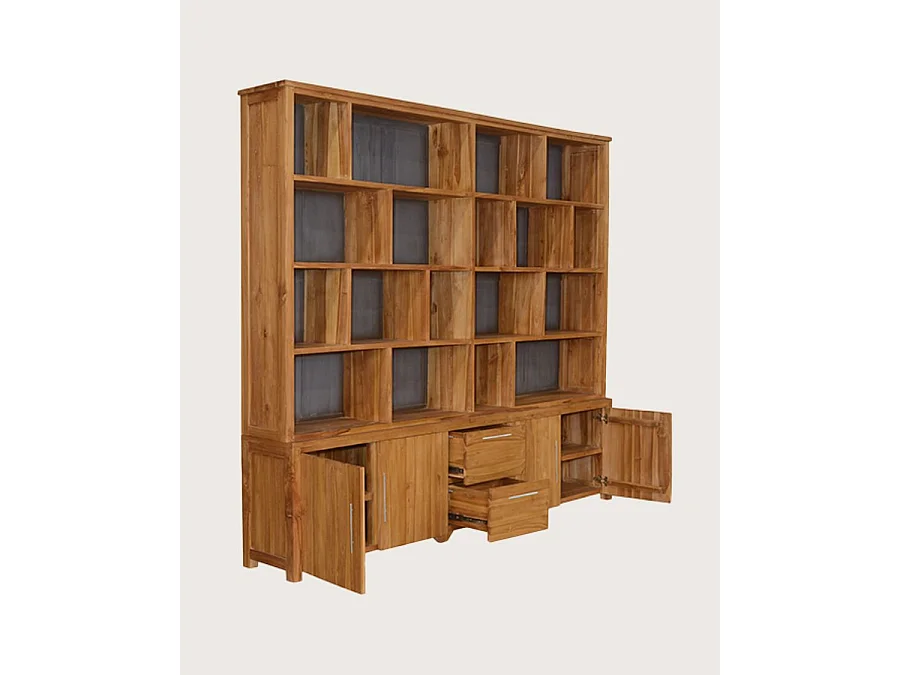 Atlas -  Grande Bibliothèque en bois massif de teck