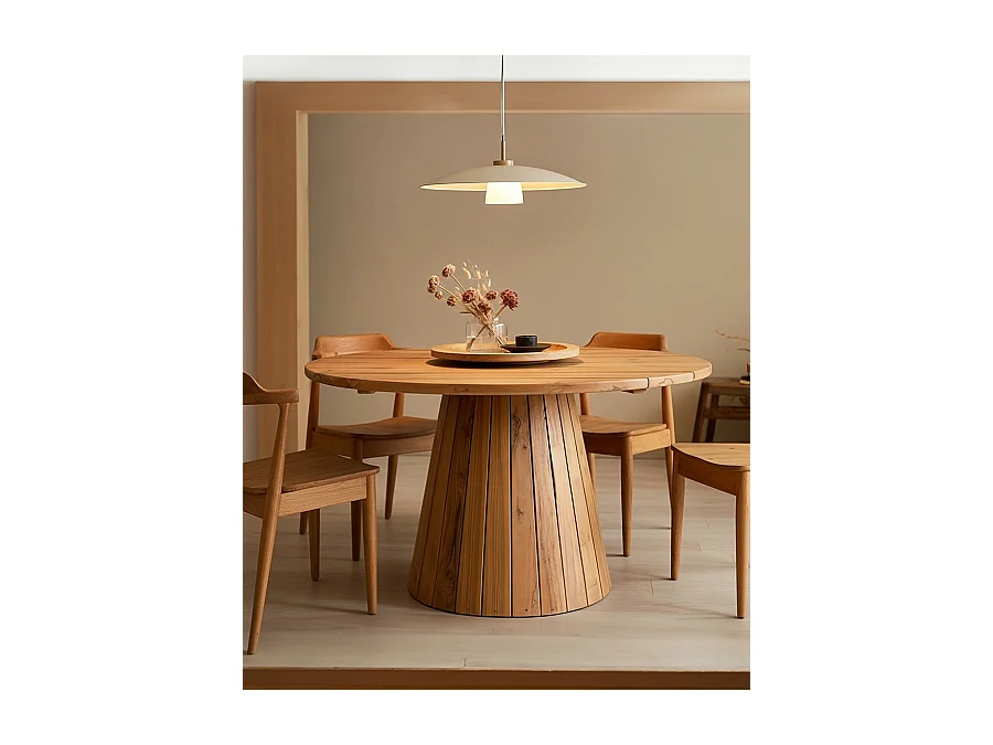 Capelle - Table de jardin ronde en teck recycle