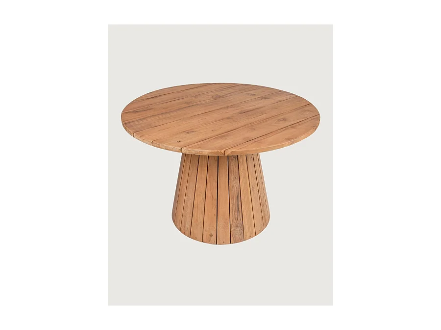 Capelle - Table de jardin ronde en teck recycle