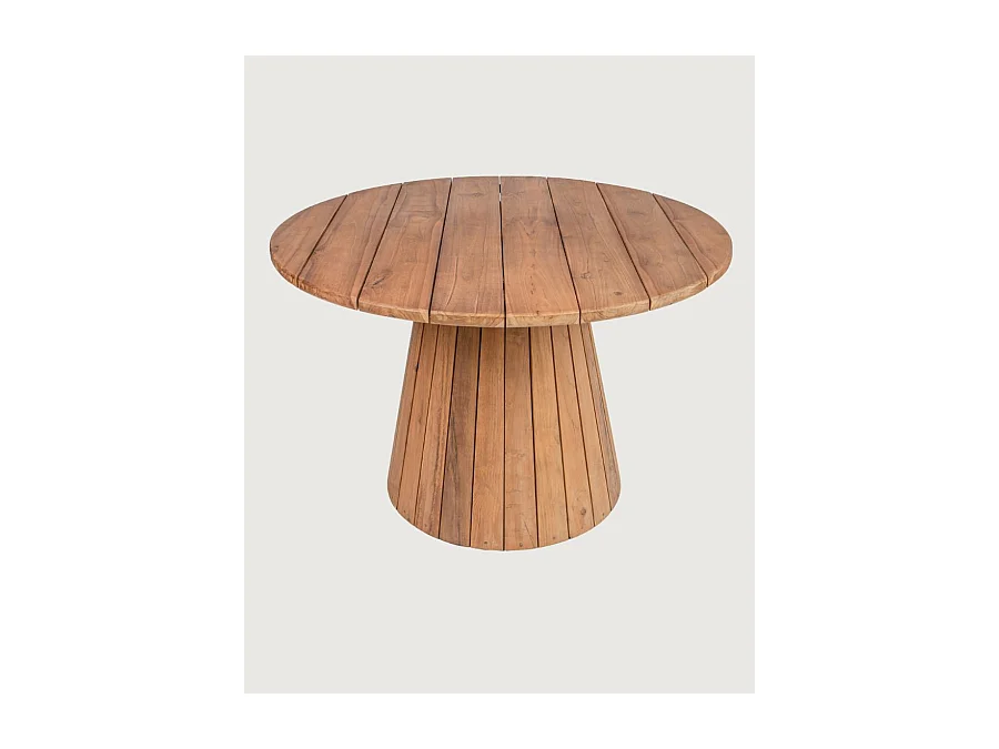 Capelle - Table de jardin ronde en teck recycle