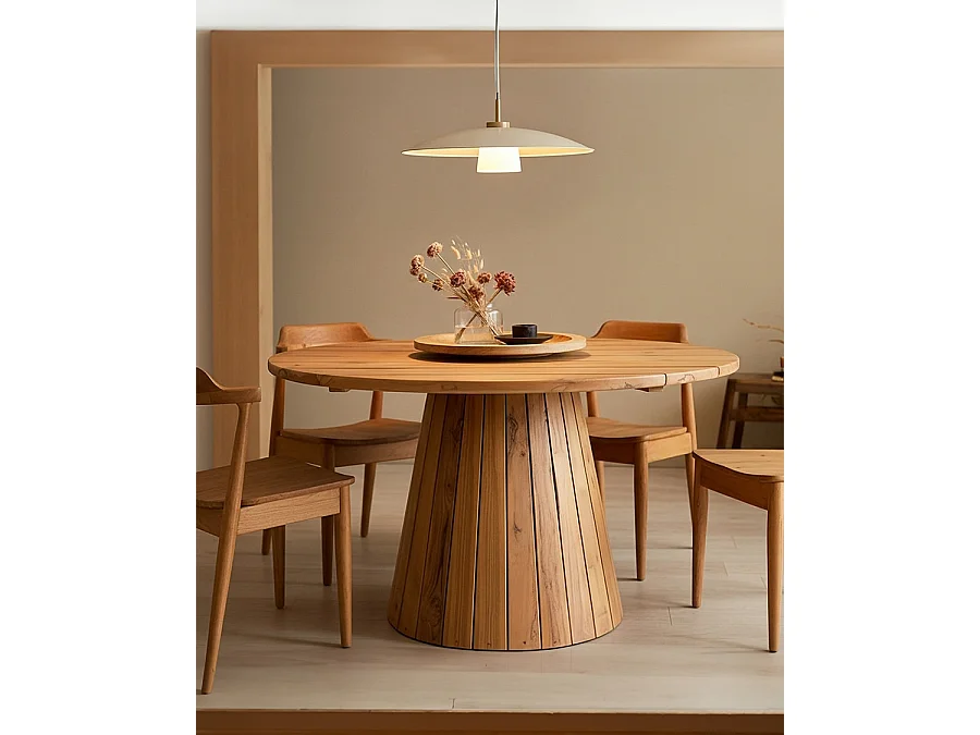 Capelle - Table de jardin ronde en teck recycle