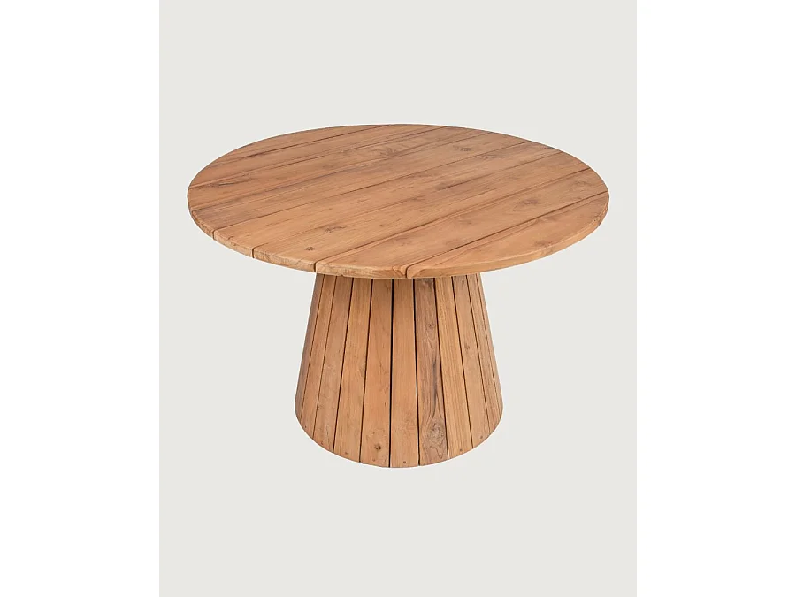 Capelle - Table de jardin ronde en teck recycle