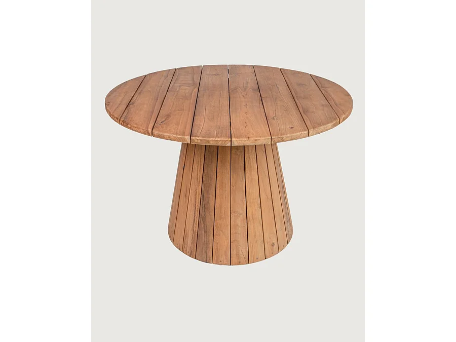 Capelle - Table de jardin ronde en teck recycle