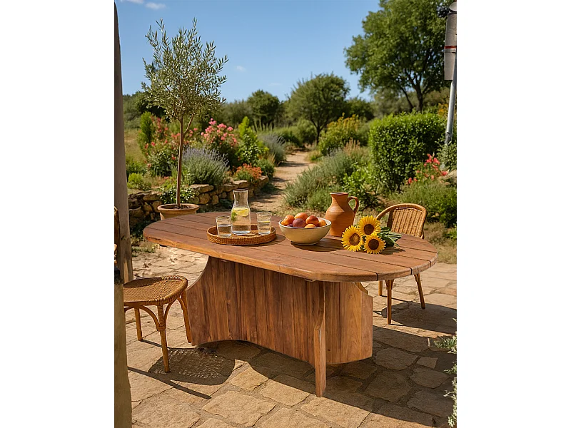 Puzzle - Table de jardin en bois massif de teck recycle