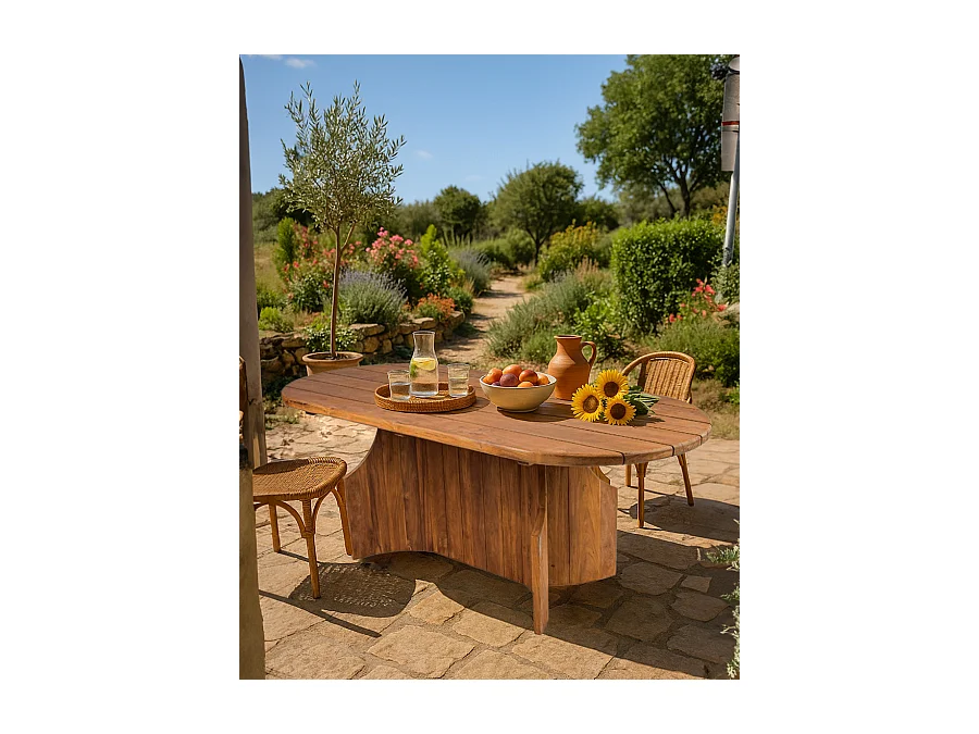 Puzzle - Table de jardin en bois massif de teck recycle