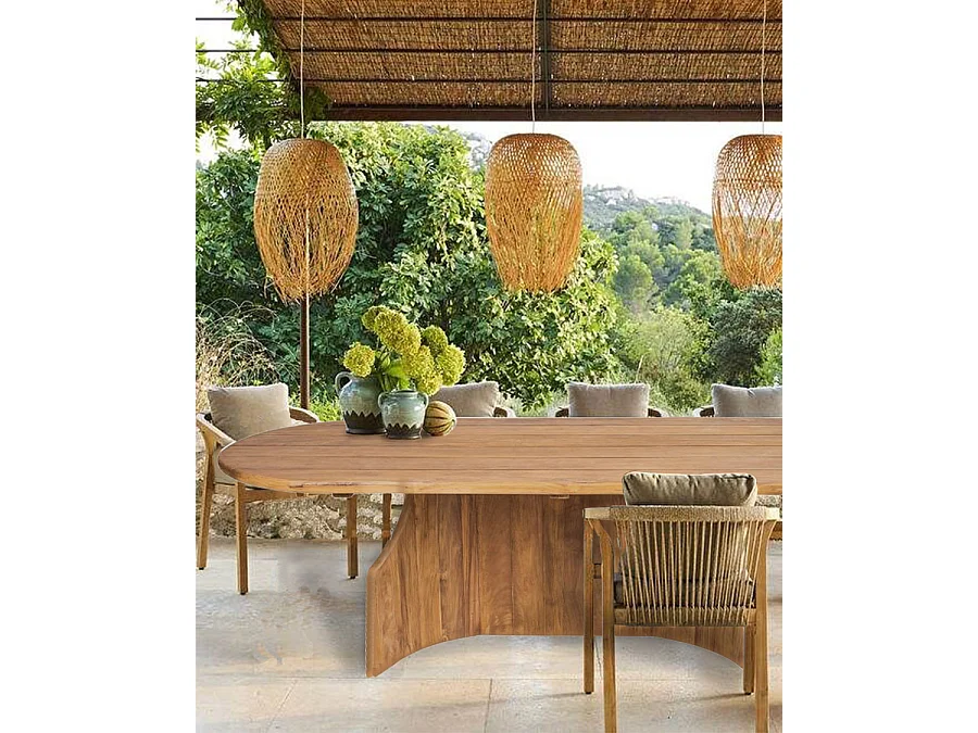 Puzzle - Table de jardin en bois massif de teck recycle