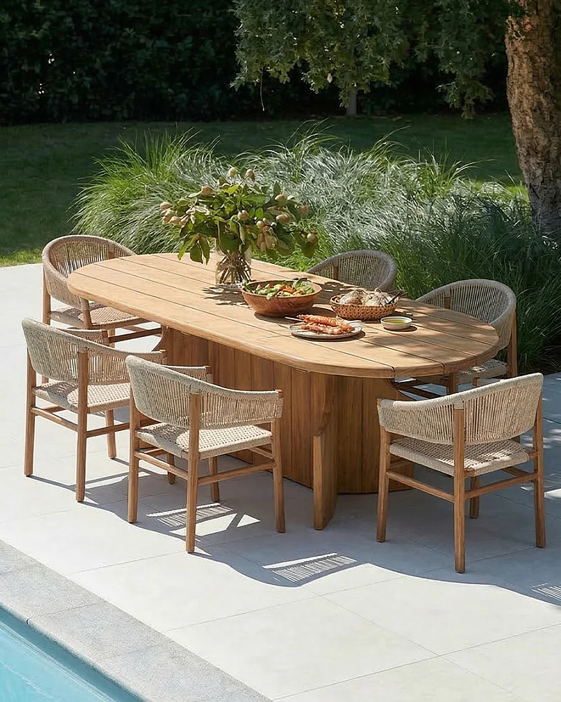 Puzzle - Table de jardin en bois massif de teck recycle