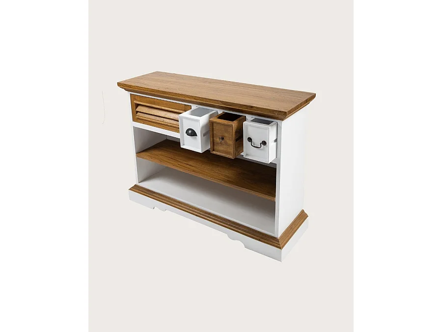 Inda - Console en bois massif de Sungkai - Blanc et naturel