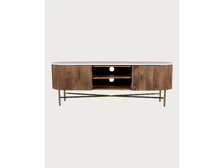 Céline - Mobile porta TV in legno con piano in marmo, 150 cm