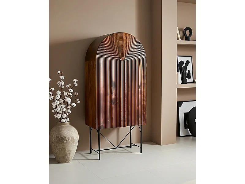 Vorno - Armoire en bois massif de manguier sculptée