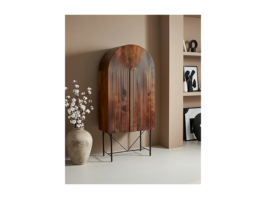 Vorno - Armoire en bois massif de manguier sculptée