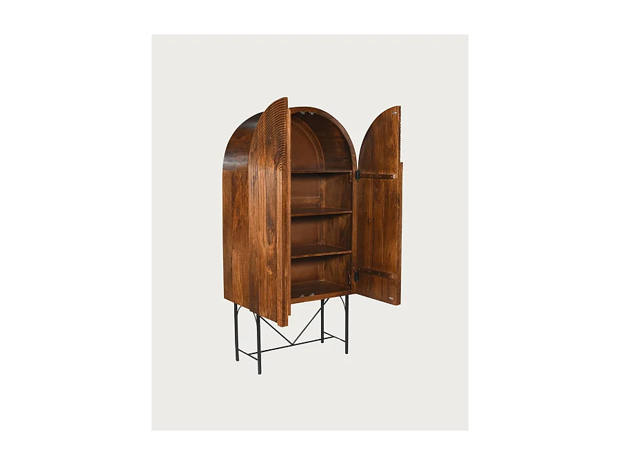 Vorno - Armoire en bois massif de manguier sculptée