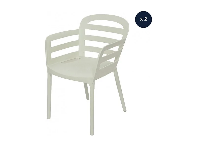 Lot de 2 chaises de jardin Boston Blanc - Jardideco