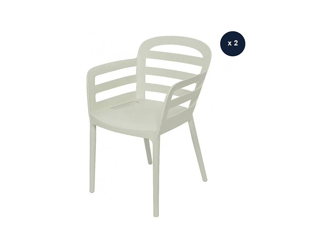 Lot de 2 chaises de jardin Boston Blanc - Jardideco
