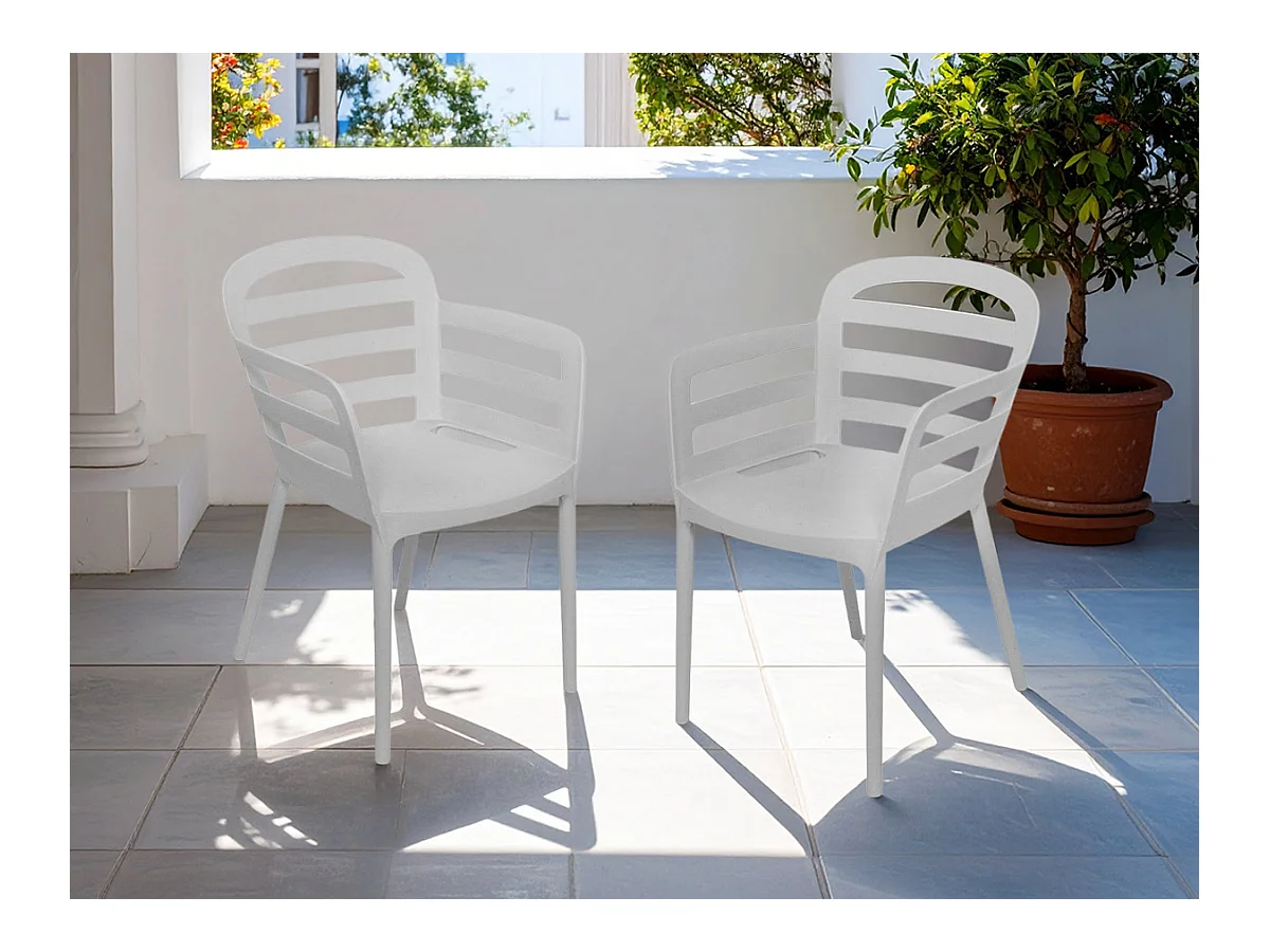 Lot de 2 chaises de jardin Boston Blanc - Jardideco