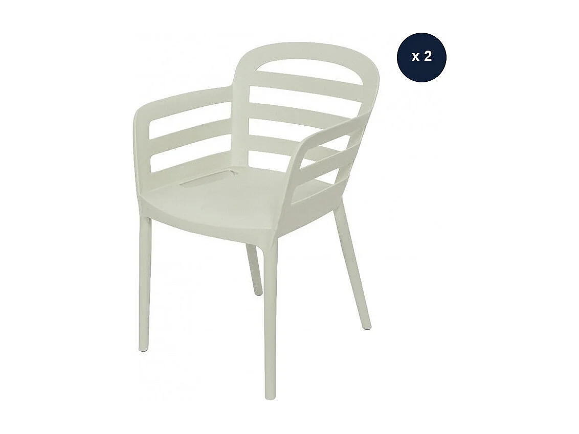 Lot de 2 chaises de jardin Boston Blanc - Jardideco