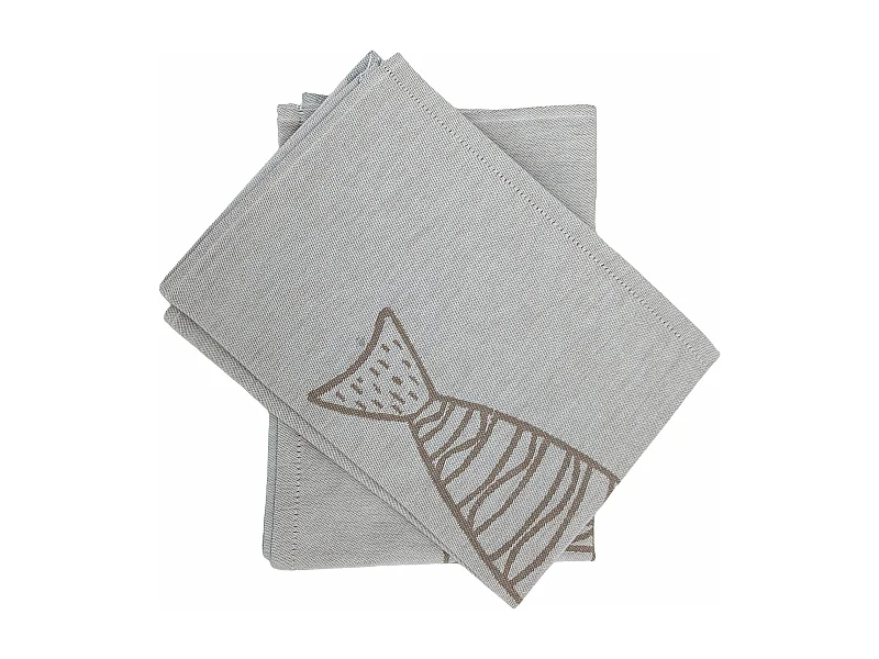 Lot de 2 torchons de cuisine toile 50x70 cm collection MARIS gris