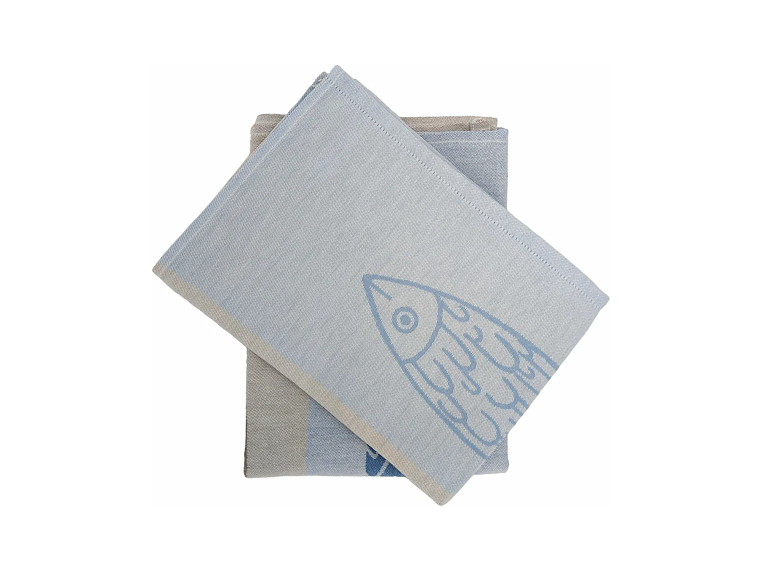 Lot de 2 torchons de cuisine toile 50x70 cm collection MARIS bleu