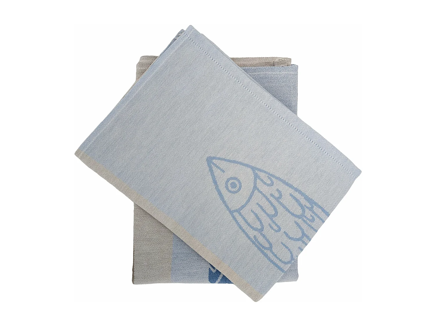 Lot de 2 torchons de cuisine toile 50x70 cm collection MARIS bleu