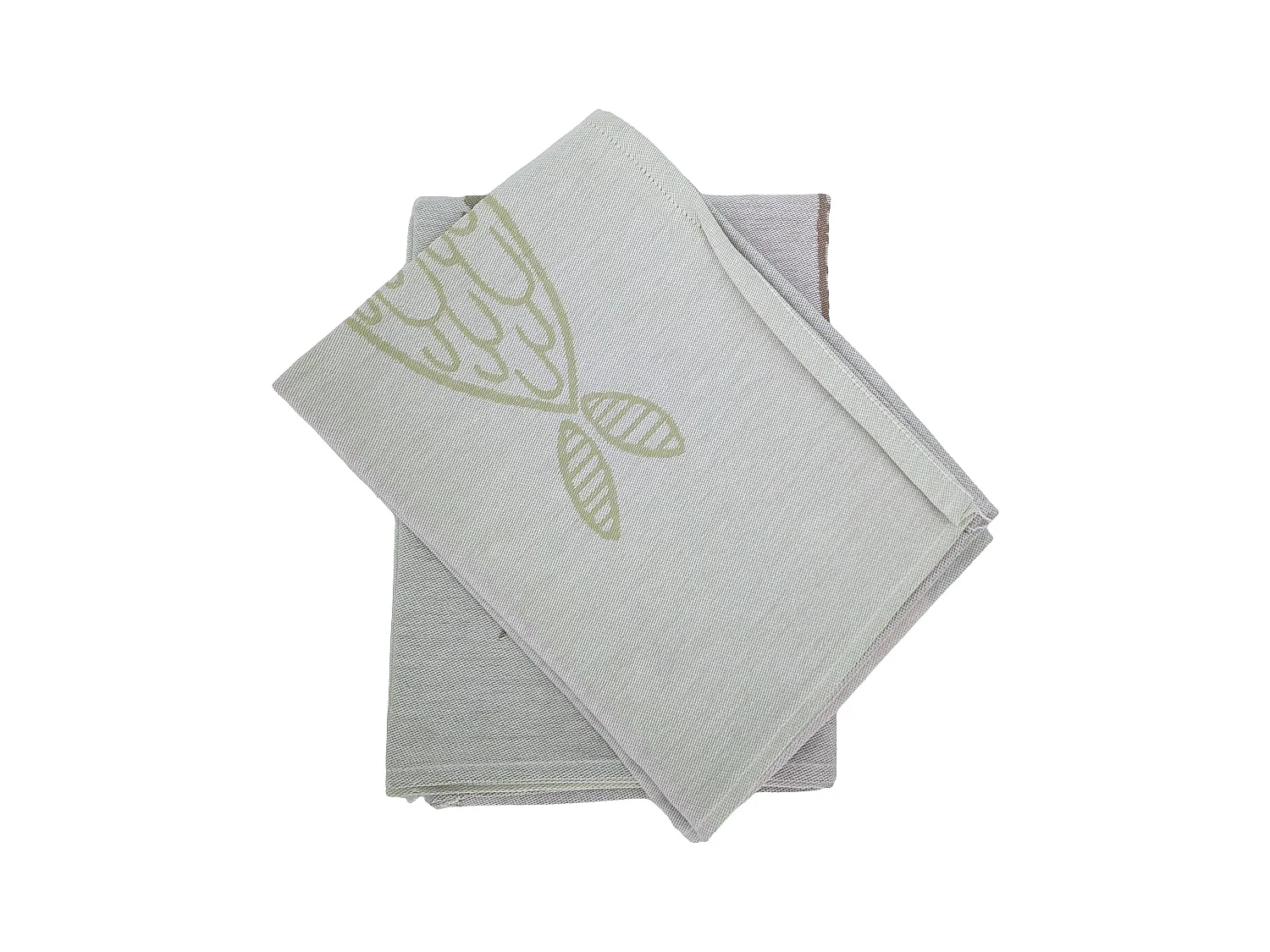 Lot de 2 torchons de cuisine toile 50x70 cm collection MARIS vert