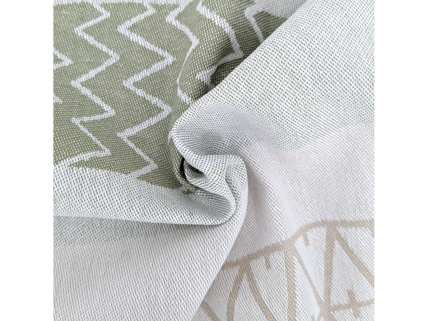 Lot de 2 torchons de cuisine toile 50x70 cm collection MARIS vert