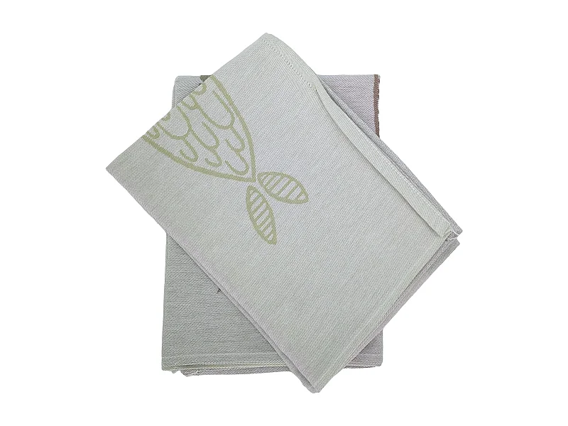 Lot de 2 torchons de cuisine toile 50x70 cm collection MARIS vert