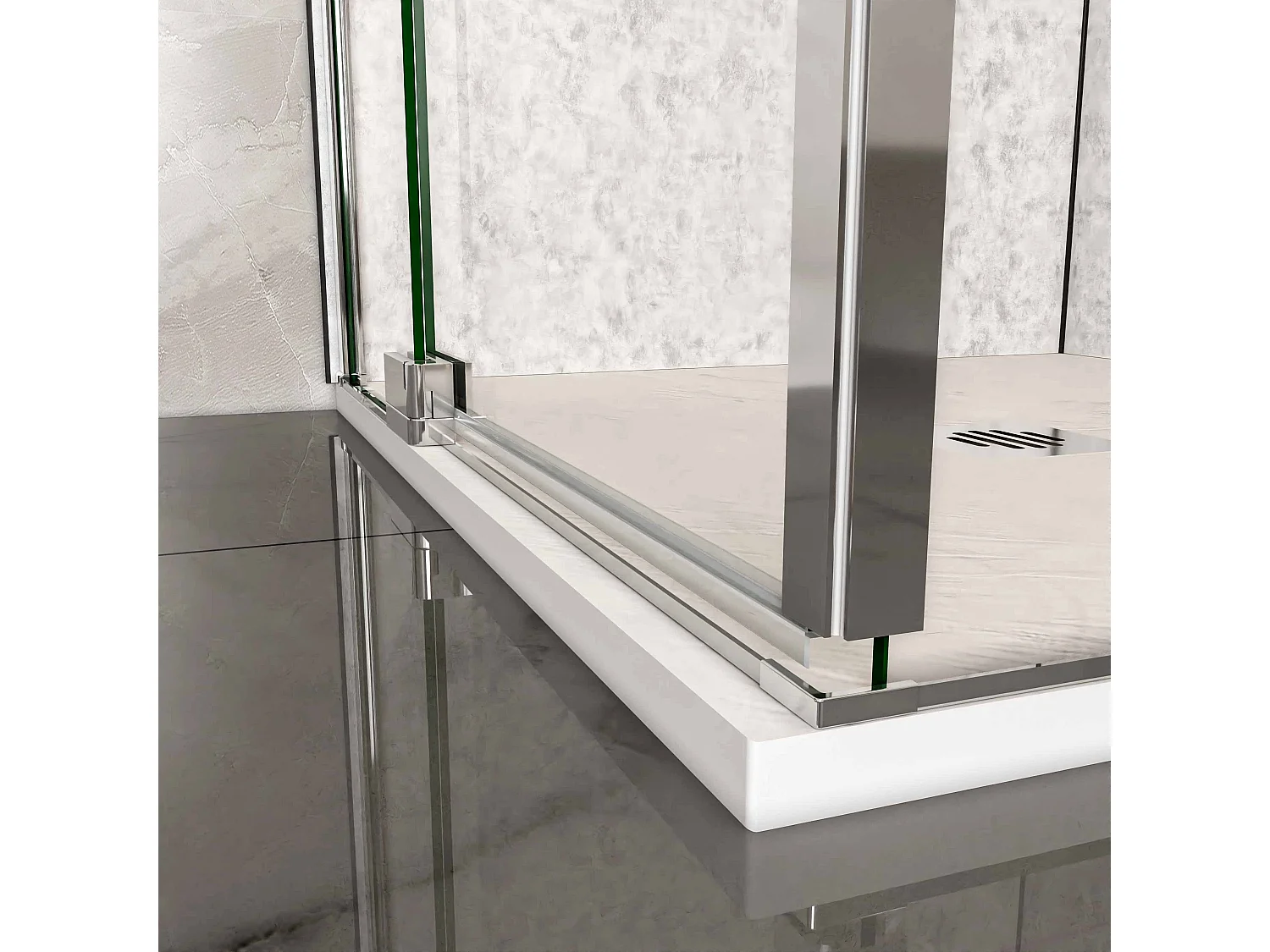 Douchecabine douchedeur draaideur 80x195cm met zijwand 90x195cm,8mm helder antikalk NANO glas,profiel van glanzend chroom.