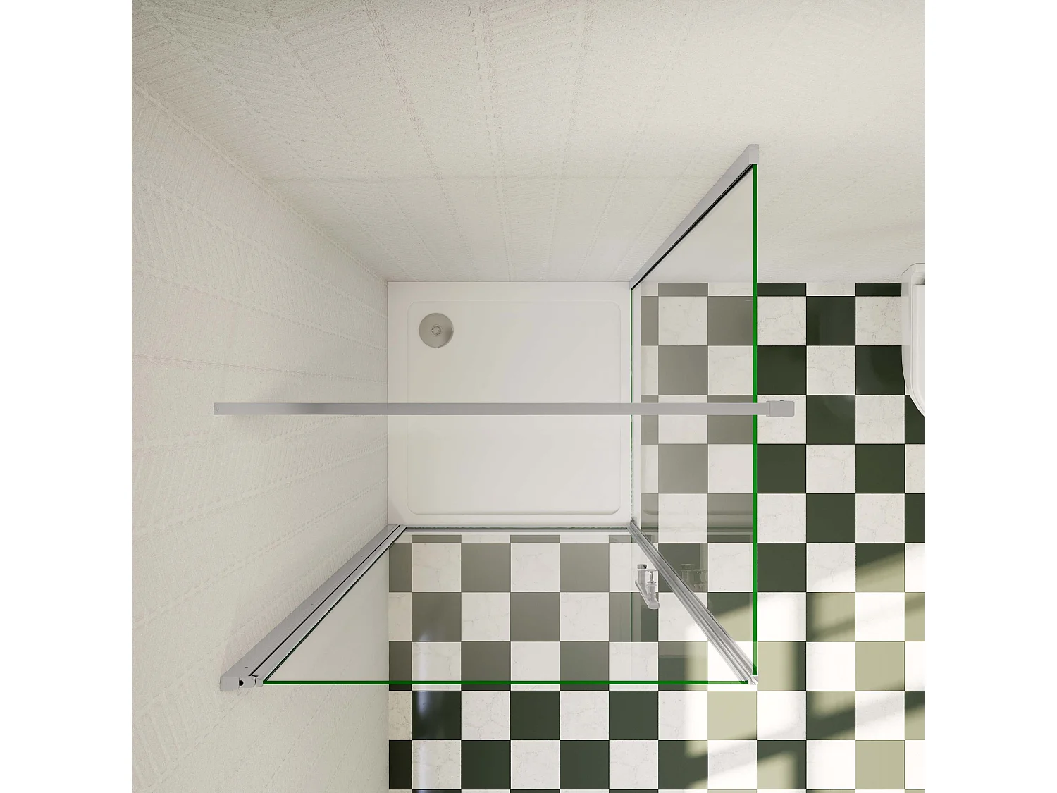 Douchecabine 70x76x195cm,draaideur+zijwand,6mm NANO EasyClean veiligheidsglas,F-vorm:90cm stabilisator (kan worden gesneden),profiel van glanzend chroom.