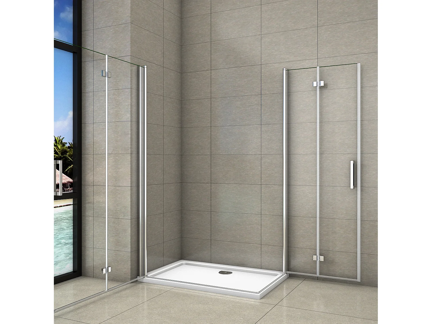 90x100x195cm Douchecabine Dcouchedeur vouwdeur,6mm NANO EasyClean veiligheidsglas,profiel van glanzend chroom.
