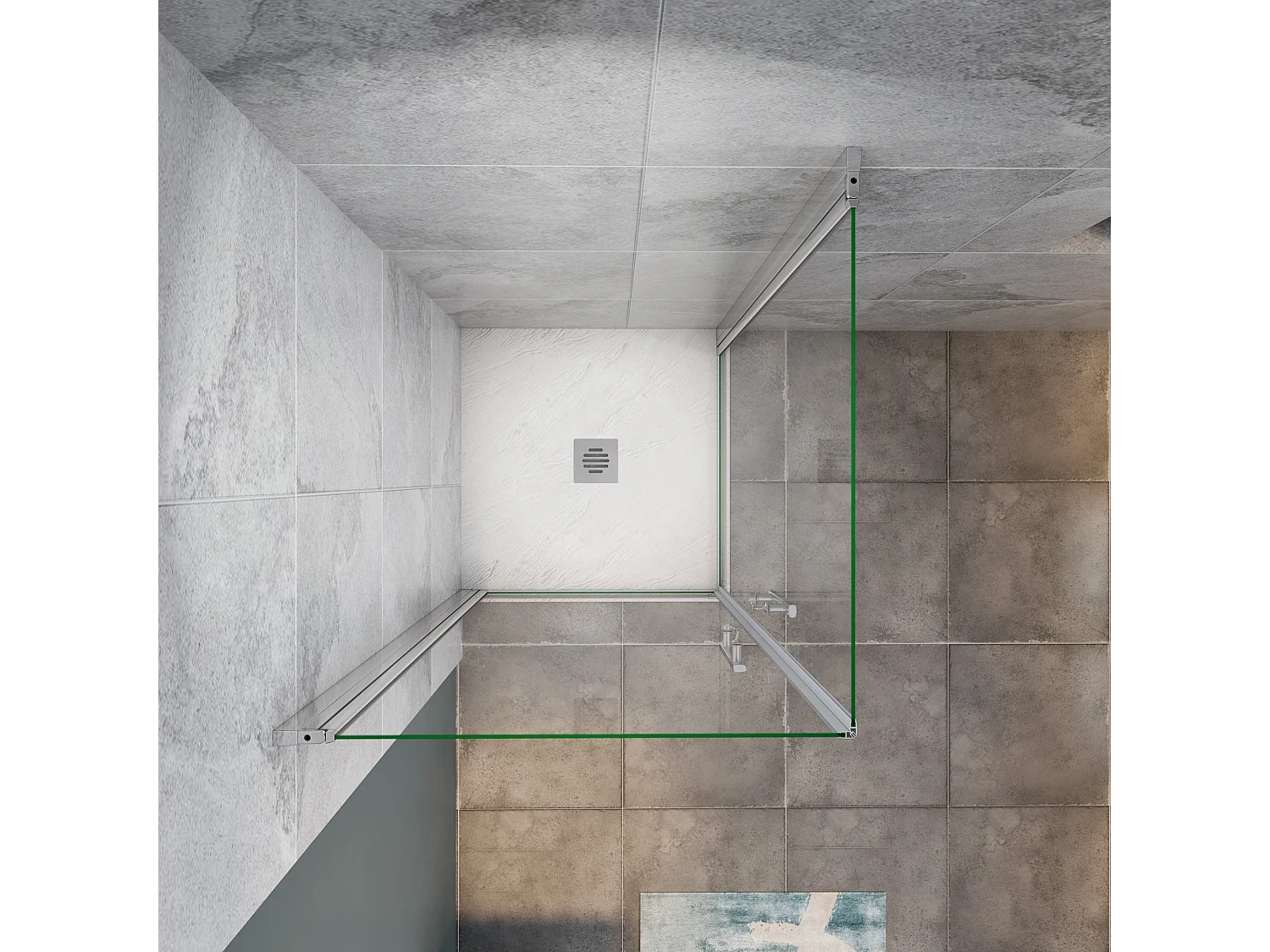 Vierkante douchecabine 70x80x195cm,enkelvoudige draaideur,6mm helder nano veiligheidsglas,profiel van glanzend chroom.