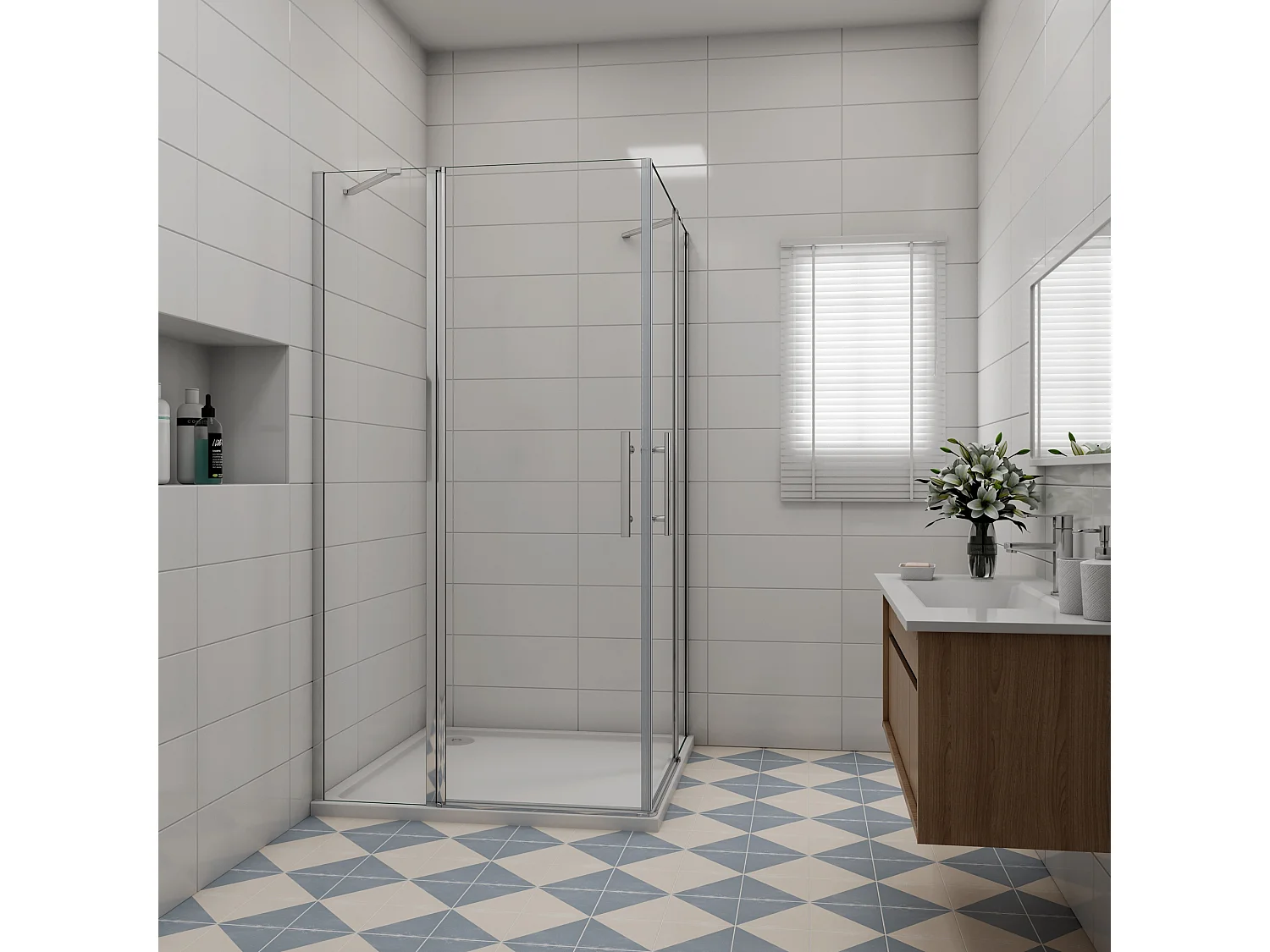 90x120x195cm Douchecabine draaideur,6 mm NANO EasyClean veiligheidsglas,profiel van glanzend chroom.