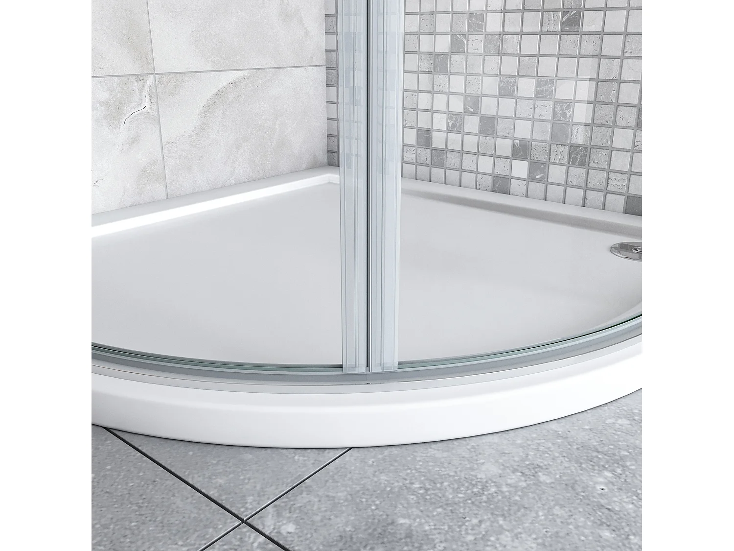 Kwartronde douchecabine 90x90x195cm,dubbele draaideur,hoek-instap douchecabine,6mm nano helder veiligheidsglas easyclean antikalk,inclusief douchebak