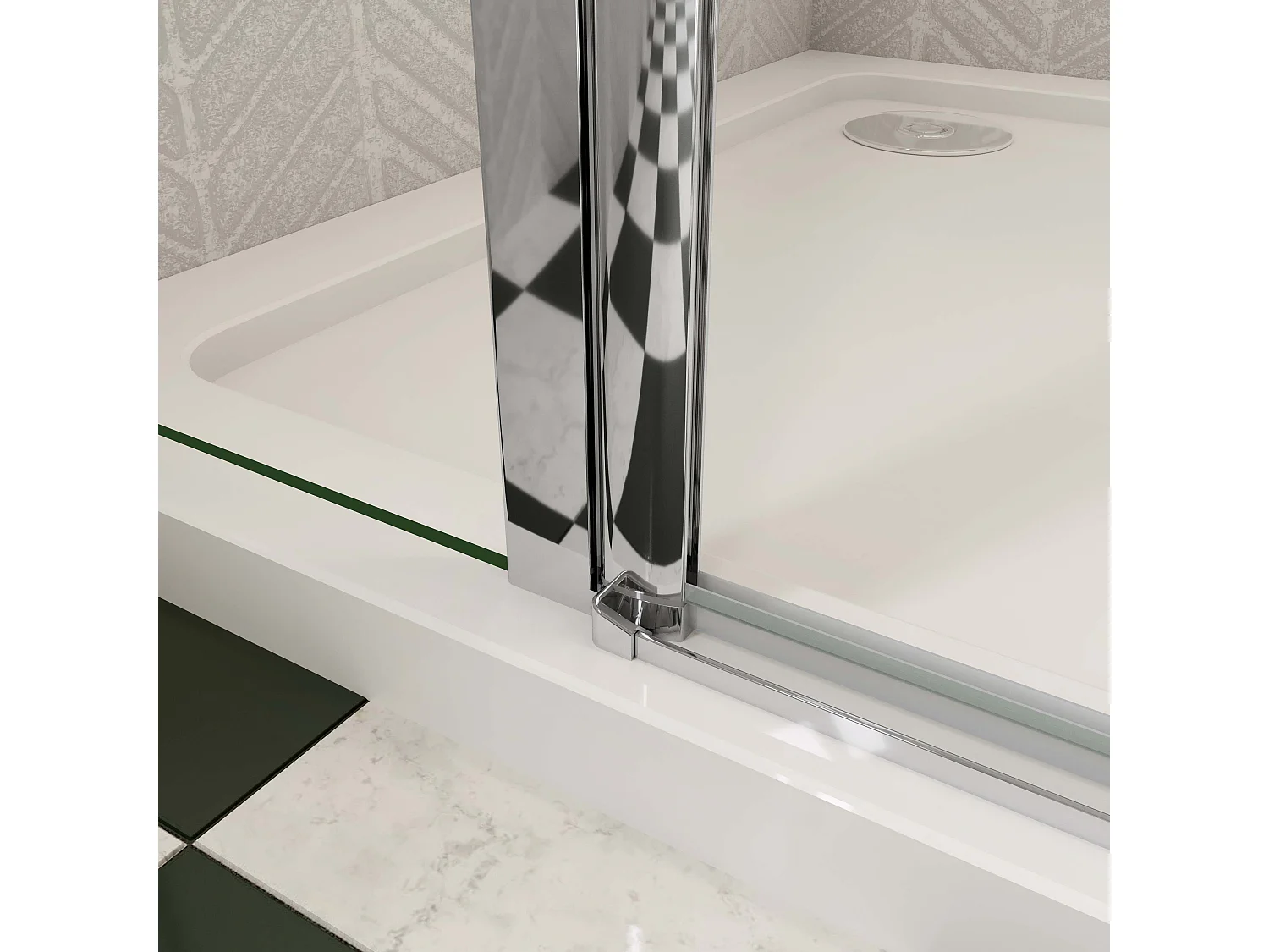 120x80x195cm Douchecabine draaideur+zijwand,6 mm NANO EasyClean veiligheidsglas,73-120 cm Stabilisatiestang (inkortbaar),profiel van glanzend chroom.