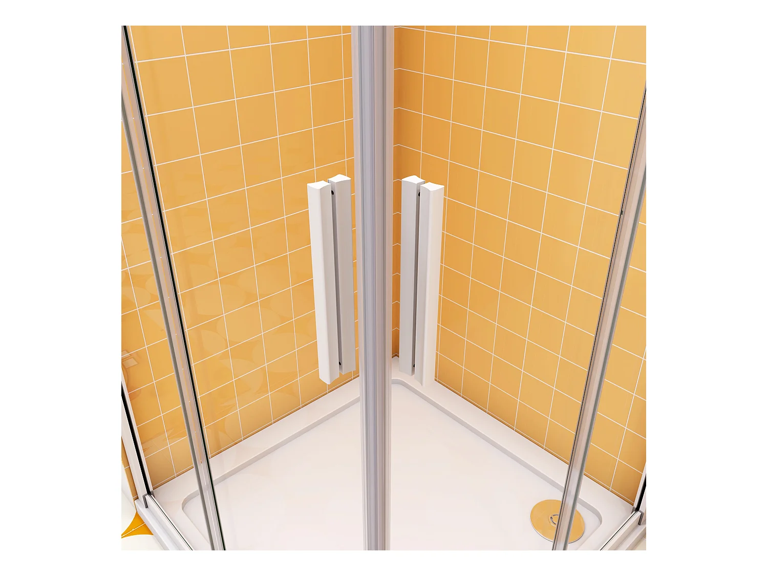 70x70x185cm Vierkante douchecabine hoekinstap dubbele schuifdeur,8mm helder antikalk NANO glas,,glanzend chroom profiel