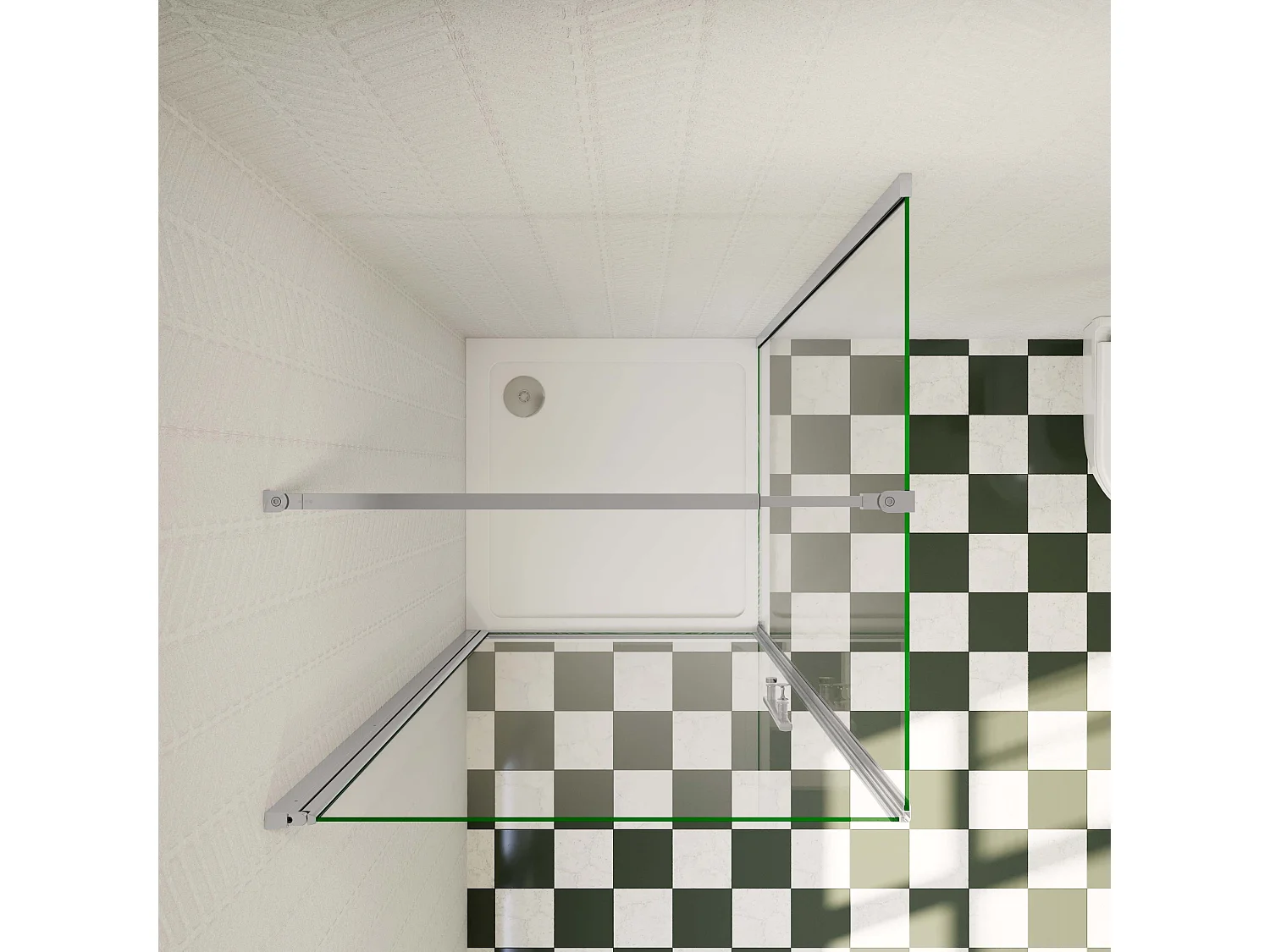 Douchecabine 80x76x185cm,draaideur+zijwand,6mm NANO EasyClean veiligheidsglas,73-120 cm Stabilisatiestang (inkortbaar),profiel van glanzend chroom.