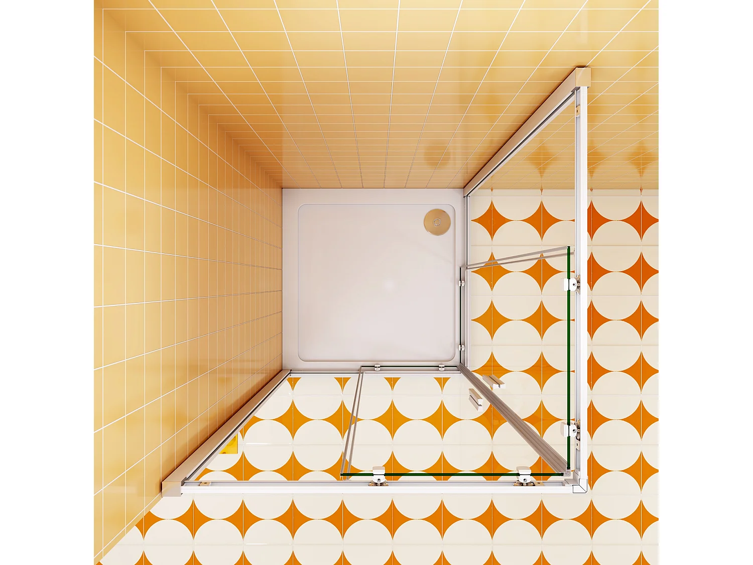 90x70x185cm Vierkante douchecabine hoekinstap dubbele schuifdeur,8mm helder antikalk NANO glas,,glanzend chroom profiel