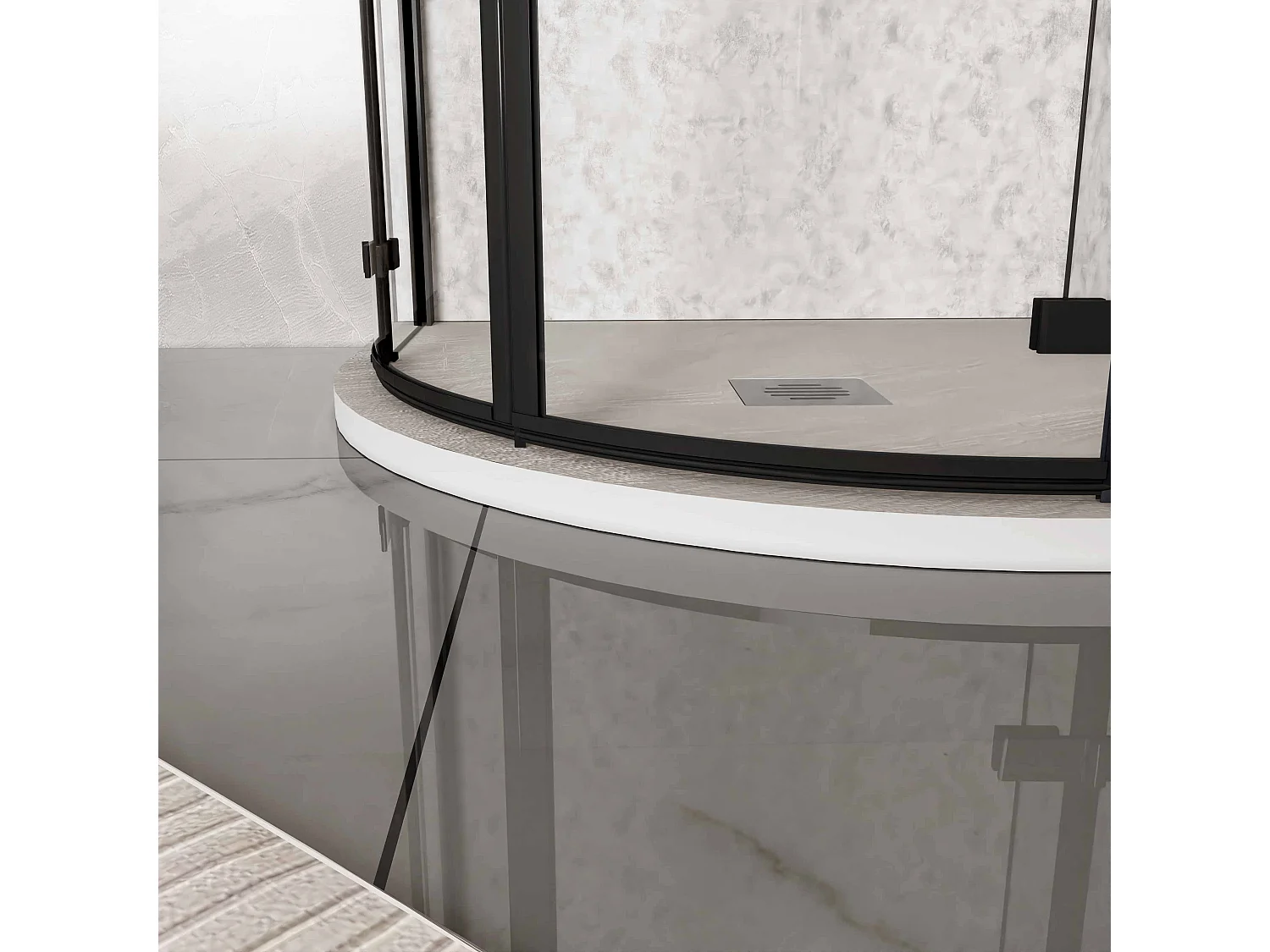 90x90x195cm Kwartronde douchecabine,dubbele draaideur,hoek-instap douchecabine,6mm helder veiligheidsglas,antikalk,mat zwarte frame