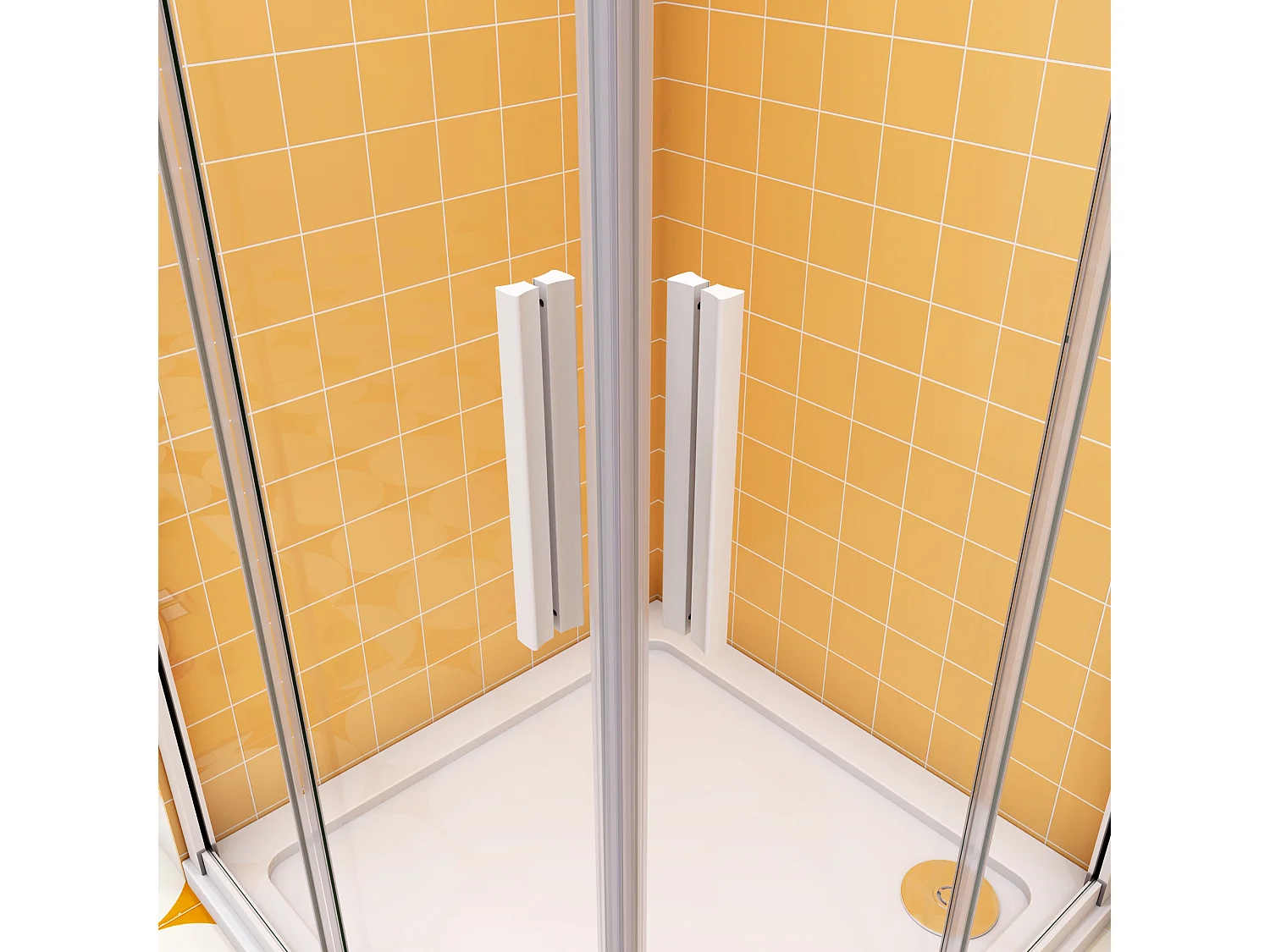 76x76x185cm Vierkante douchecabine hoekinstap dubbele schuifdeur,8mm helder antikalk NANO glas,,glanzend chroom profiel