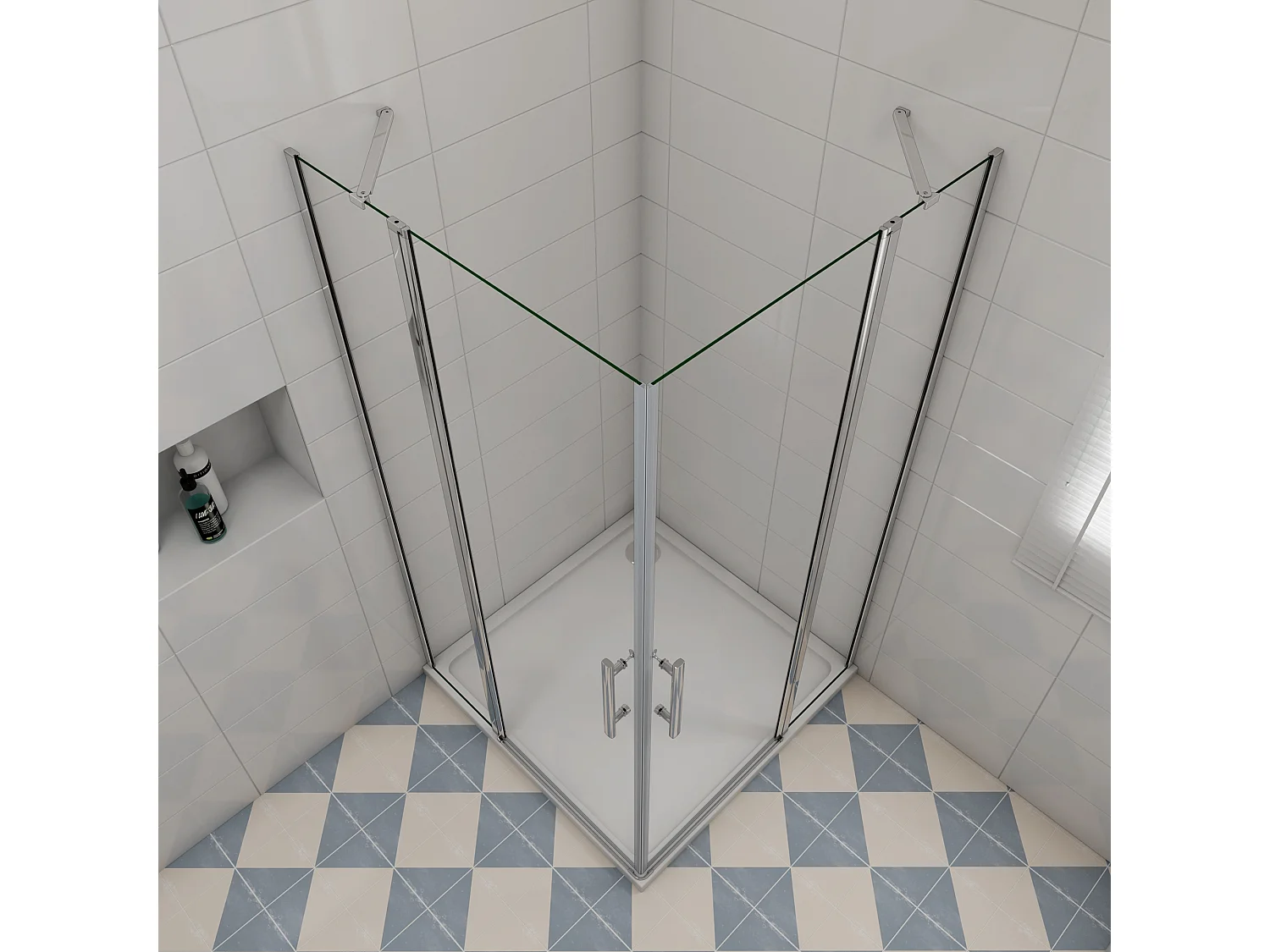 100x120x195cm Douchecabine draaideur,6 mm NANO EasyClean veiligheidsglas,profiel van glanzend chroom.