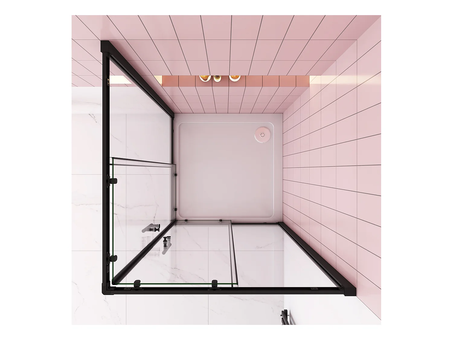 80x80x195cm Douchecabine met dubbele schuifdeur,6mm NANO EasyClean veiligheidsglas,Mat Zwart Profiel