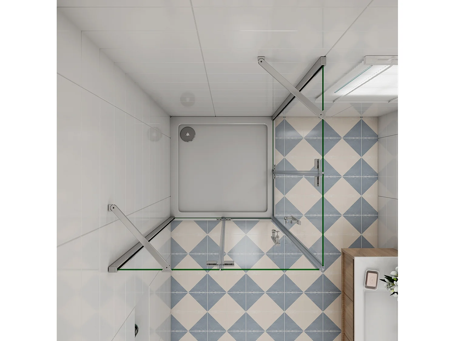 Douchecabine met dubbele draaideur,6mm helder veiligheidsglas nano coating,80x100x195cm,profiel van glanzend chroom.