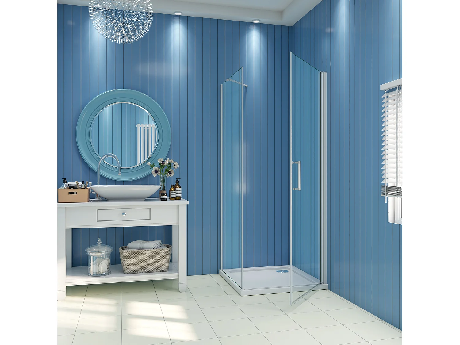 B:70xD:90xH:185 cm Douchecabine draaideur nisdeur+zijpaneel 5mm gehard veiligheidsglas,profiel van glanzend chroom