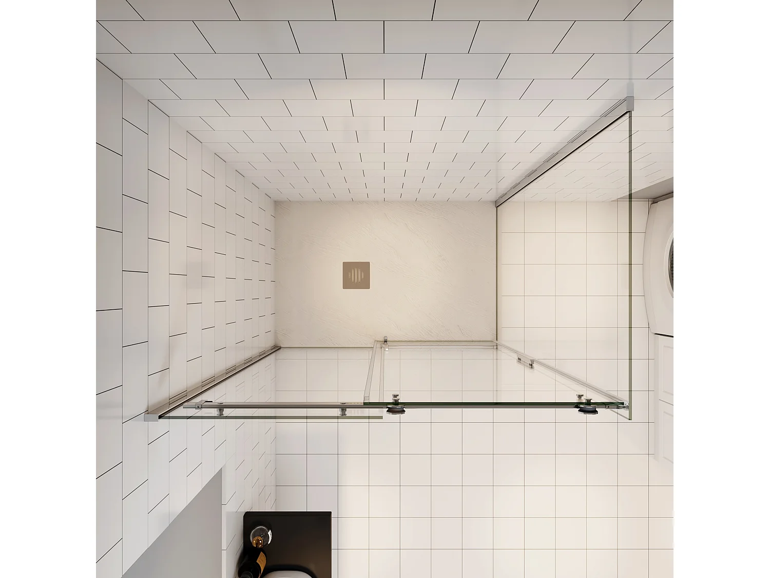 100x195cm Schuifbare douchecabine met zijwand 80x195cm,6mm helder glas,profiel van glanzend chroom.