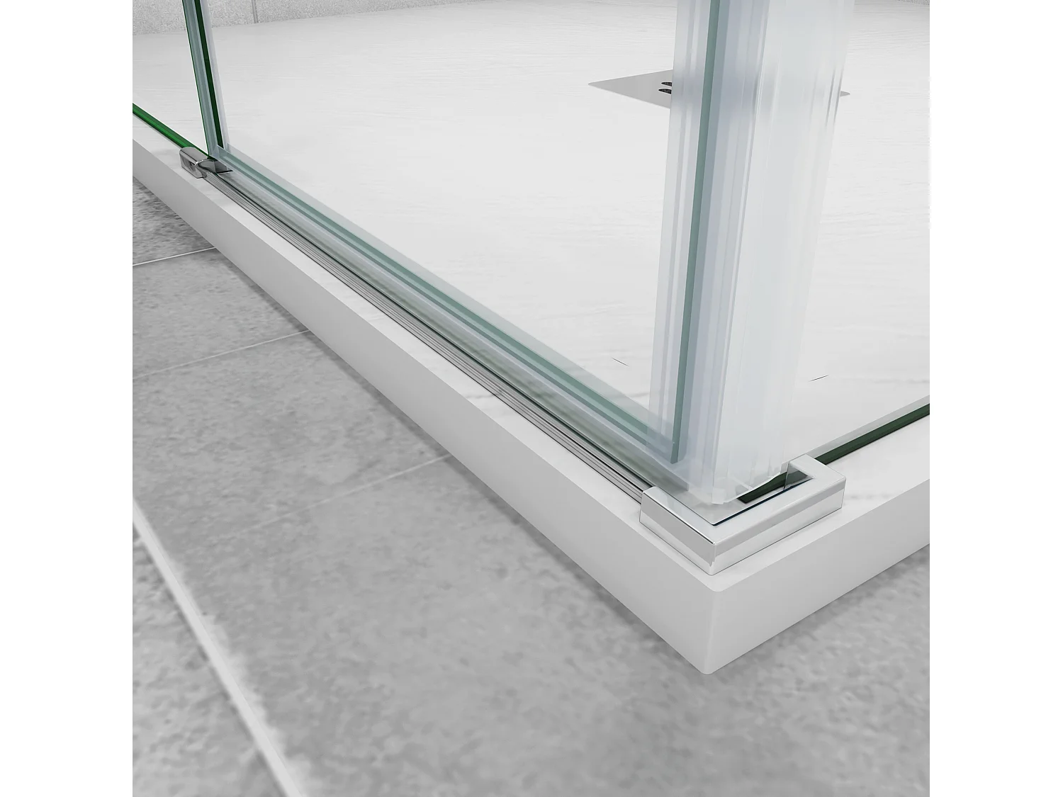 B:100xD:80xH:195 cm Douchecabine,draaideur + zijpanelen,6mm helder EasyClean veiligheidsglas,50cm Stabilisatorstang,glanzend chroom profiel.