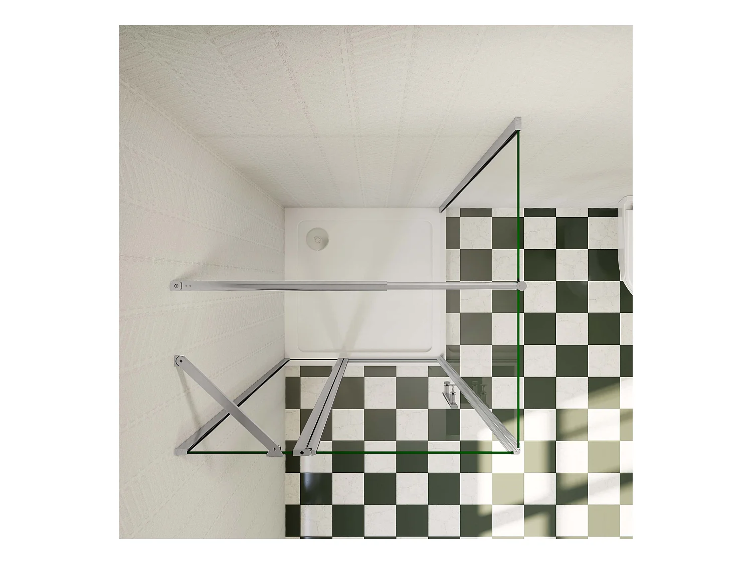 100x90x195cm Douchecabine draaideur+zijwand,6 mm NANO EasyClean veiligheidsglas,70-120 cm Stabilisatiestang (inkortbaar),profiel van glanzend chroom.