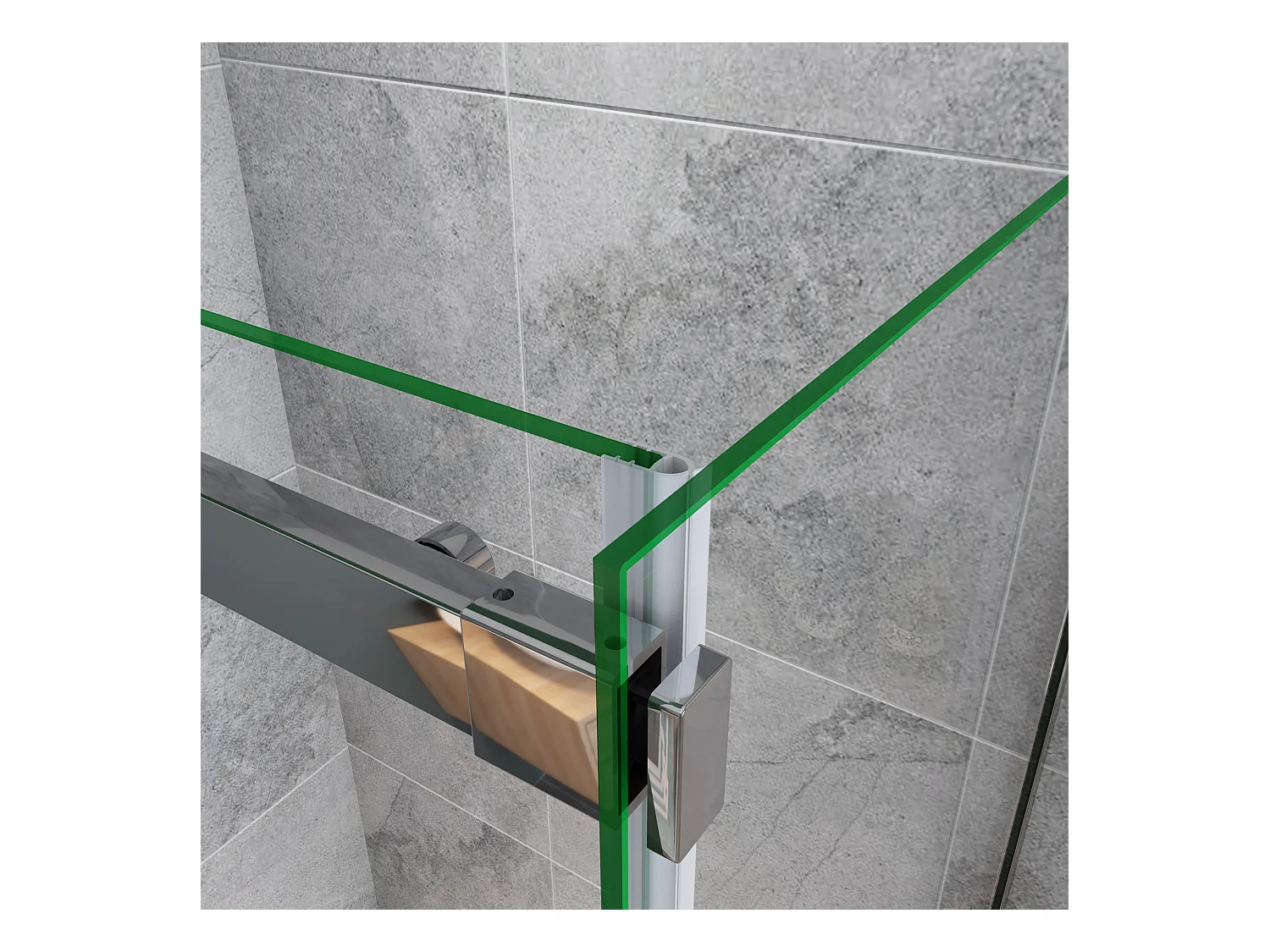 100x195cm Schuifbare douchecabine met zijwand 80cm,6mm helder glas,profiel van glanzend chroom.