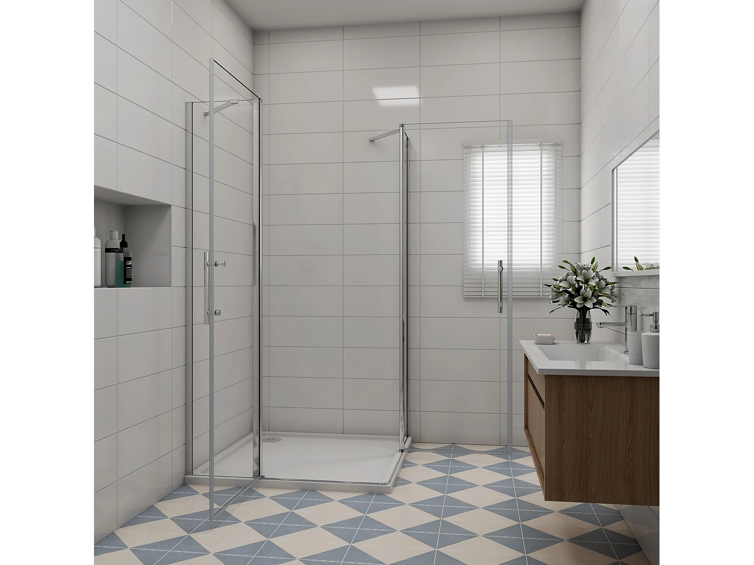 80x100x195cm Douchecabine draaideur,6 mm NANO EasyClean veiligheidsglas,profiel van glanzend chroom.