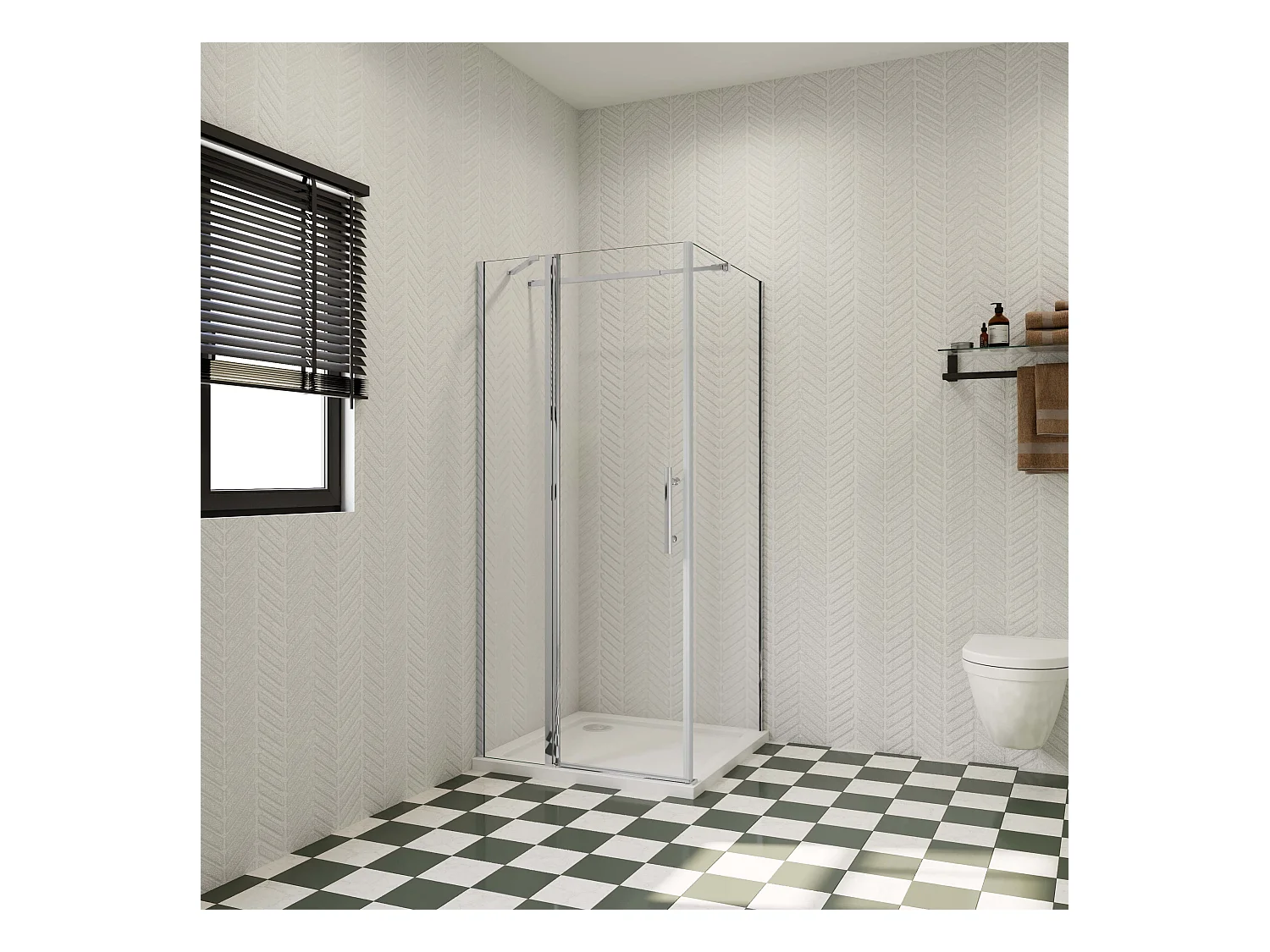 120x70x195cm Douchecabine draaideur+zijwand,6 mm NANO EasyClean veiligheidsglas,73-120 cm Stabilisatiestang (inkortbaar),profiel van glanzend chroom.