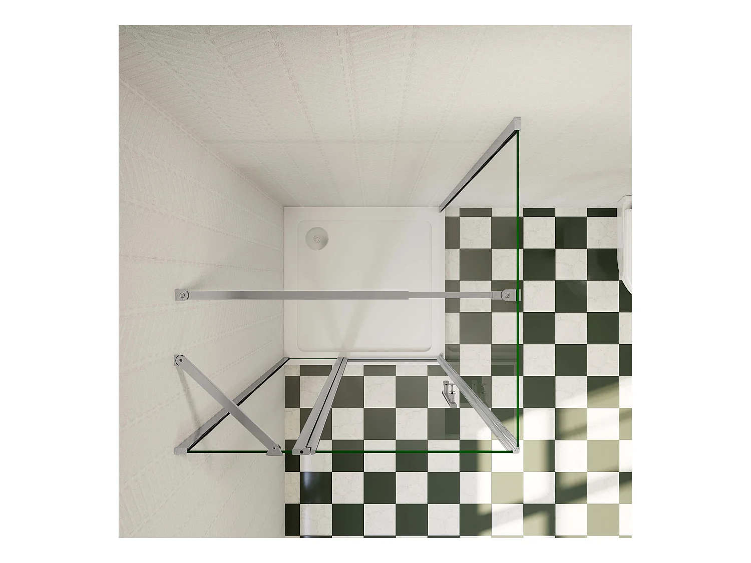 120x70x195cm Douchecabine draaideur+zijwand,6 mm NANO EasyClean veiligheidsglas,73-120 cm Stabilisatiestang (inkortbaar),profiel van glanzend chroom.