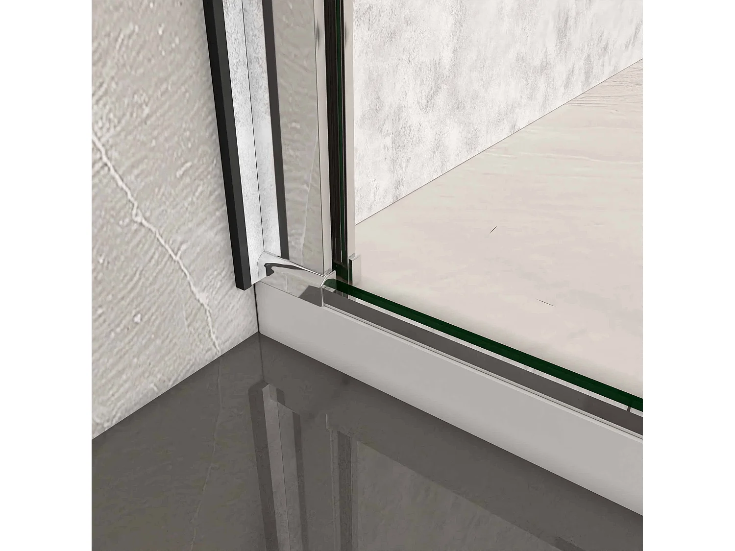 Douchecabine douchedeur draaideur 90x195cm met zijwand 90x195cm,8mm helder antikalk NANO glas,profiel van glanzend chroom.